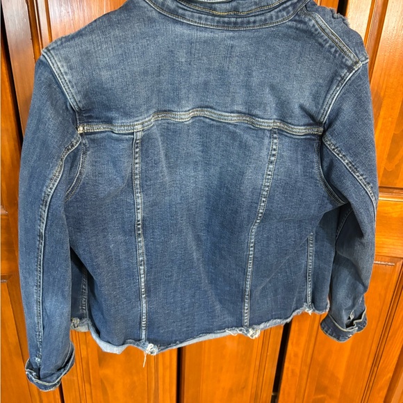 KanCan Dark Blue Distressed Jean Jacket - Picture 4 of 5